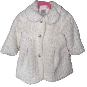 Little Lass White Faux Fur Jacket Infant Girls Size 12 Months